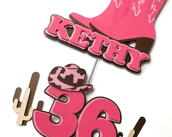 Cowgirl Boots Cake Topper: Personalized Birthday Theme