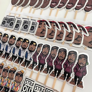12 Hip Hop Cupcake Toppers, Rappers Cupcake Toppers, 90s Birthday Party ...