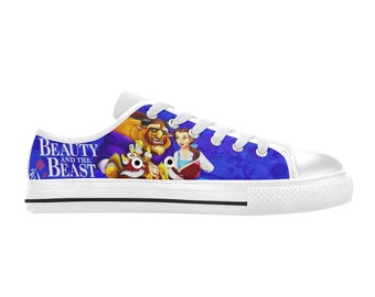 Beauty & The Beast Low Top Shoes Sneakers, Personalized Custom Kids, and Adult