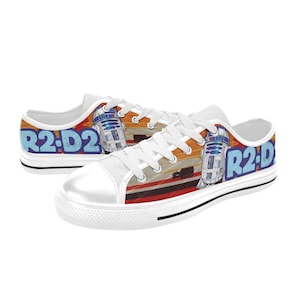 Star Wars R2D2 Low Top Shoes Sneakers, Personalized Custom Kids, and Adult