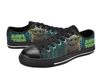 Zapatillas Baby Yoda Low Top Shoes, personalizadas para niños y adultos