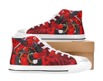 Deadpool High Top Shoes Sneakers, Personalized Custom Kids, and Adult