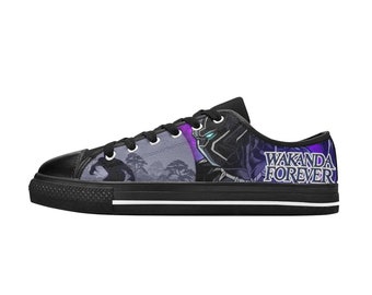 Black Panther Low Top Shoes Sneakers, Personalized Custom Kids, and Adult