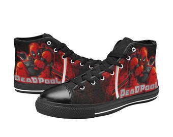 Deadpool High Top Shoes Sneakers, Personalized Custom Kids, and Adult