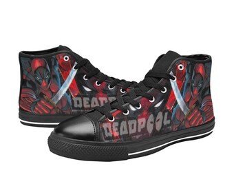 Deadpool High Top Shoes Sneakers, Personalized Custom Kids, and Adult