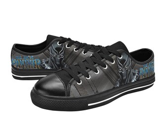 Black Panther Low Top Shoes Sneakers, Personalized Custom Kids, and Adult