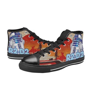 Star Wars R2D2 High Top Shoes Sneakers, Personalized Custom Kids, and Adult