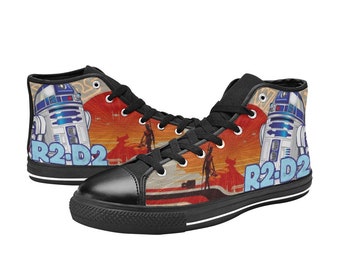 Tênis de cano alto Star Wars R2D2, personalizados para crianças e adultos