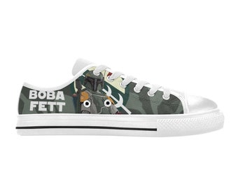 Tênis cano baixo Boba Fett, personalizados para crianças e adultos