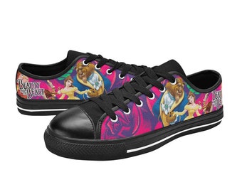 Zapatillas deportivas de caña baja de La Bella y la Bestia, personalizadas para niños y adultos