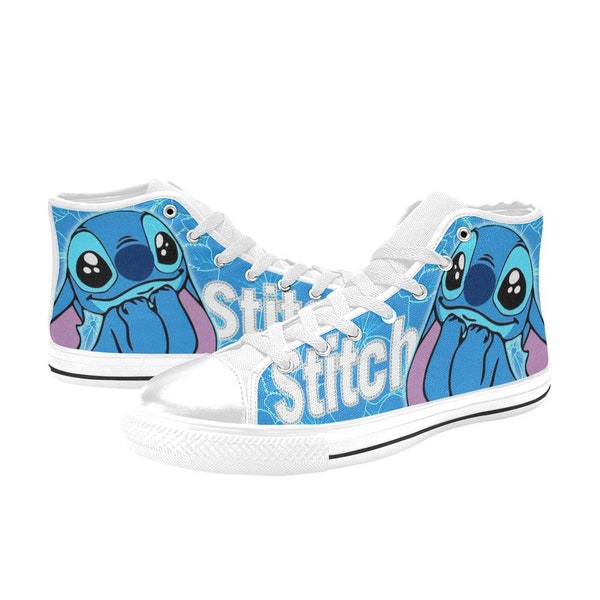 Stitch High Top Shoes Sneakers, Personalized Custom Kids, and Adult