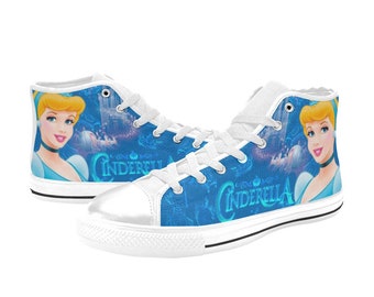 Cinderella High Top Shoes Sneakers, Personalized Custom Kids, and Adult