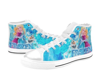 Frozen High Top Shoes Sneakers, Personalized Custom Kids, and Adult