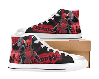 Deadpool High Top Shoes Sneakers, Personalized Custom Kids, and Adult