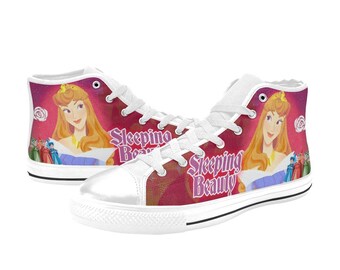 Sleeping Beauty High Top Shoes Sneakers, Personalized Custom Kids, and Adult