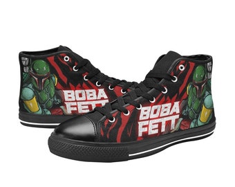 Tênis de cano alto Boba Fett, personalizados para crianças e adultos