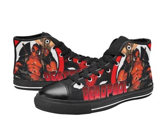 Deadpool High Top Shoes Sneakers, Personalized Custom Kids, and Adult