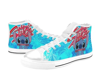 Stitch High Top Shoes Sneakers, Personalized Custom Kids, and Adult