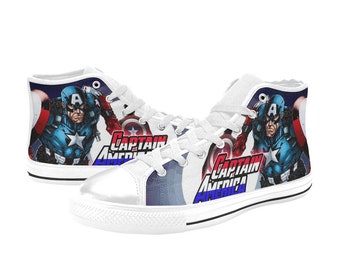 Zapatillas de deporte Captain America High Top Shoes, personalizadas para niños y adultos