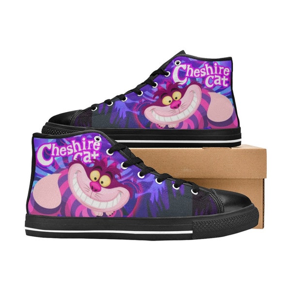 alice in wonderland cheshire cat  High Top Shoes Sneakers, Personalized Custom Kids, and Adult