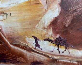 Paysage acrylique désert peinture collines de sable minimaliste art mural minuscule empâtement oeuvre couleurs brun sauge peinture abstraite originale 8 x 6