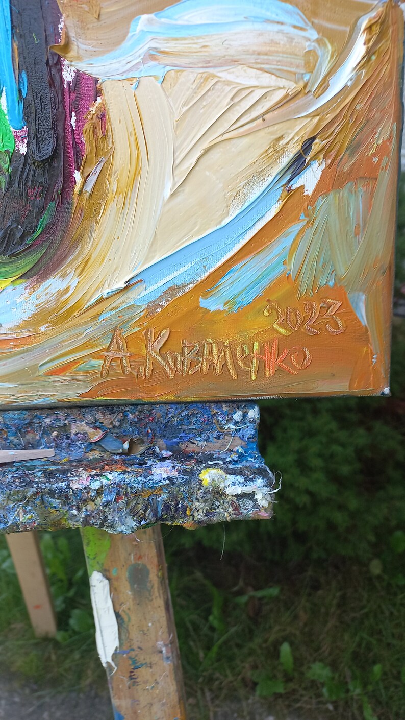 Still Life Oil Painting Colorful Impasto Bouquet Rustik Painting