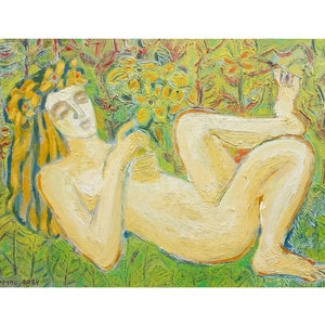 SUMMER Symbols Large Wall Art Folk Forest Artwork Original Painting Impasto Oil Canvas Figurative Artwork Impressionism  Kovalenko 35.4x23.6