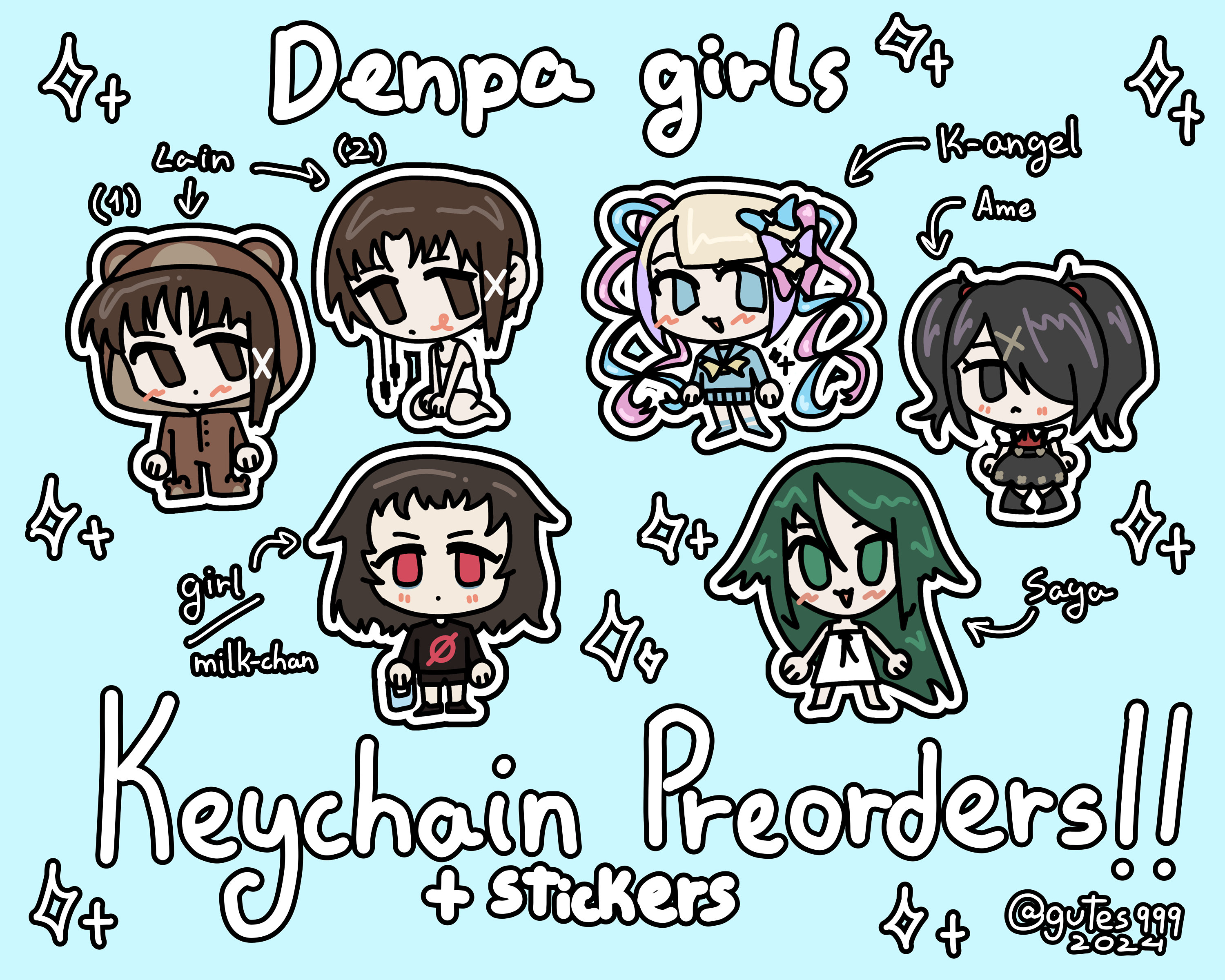 Denpa Keychain + Stickers, Serial Experiments Lain, Milk Inside a