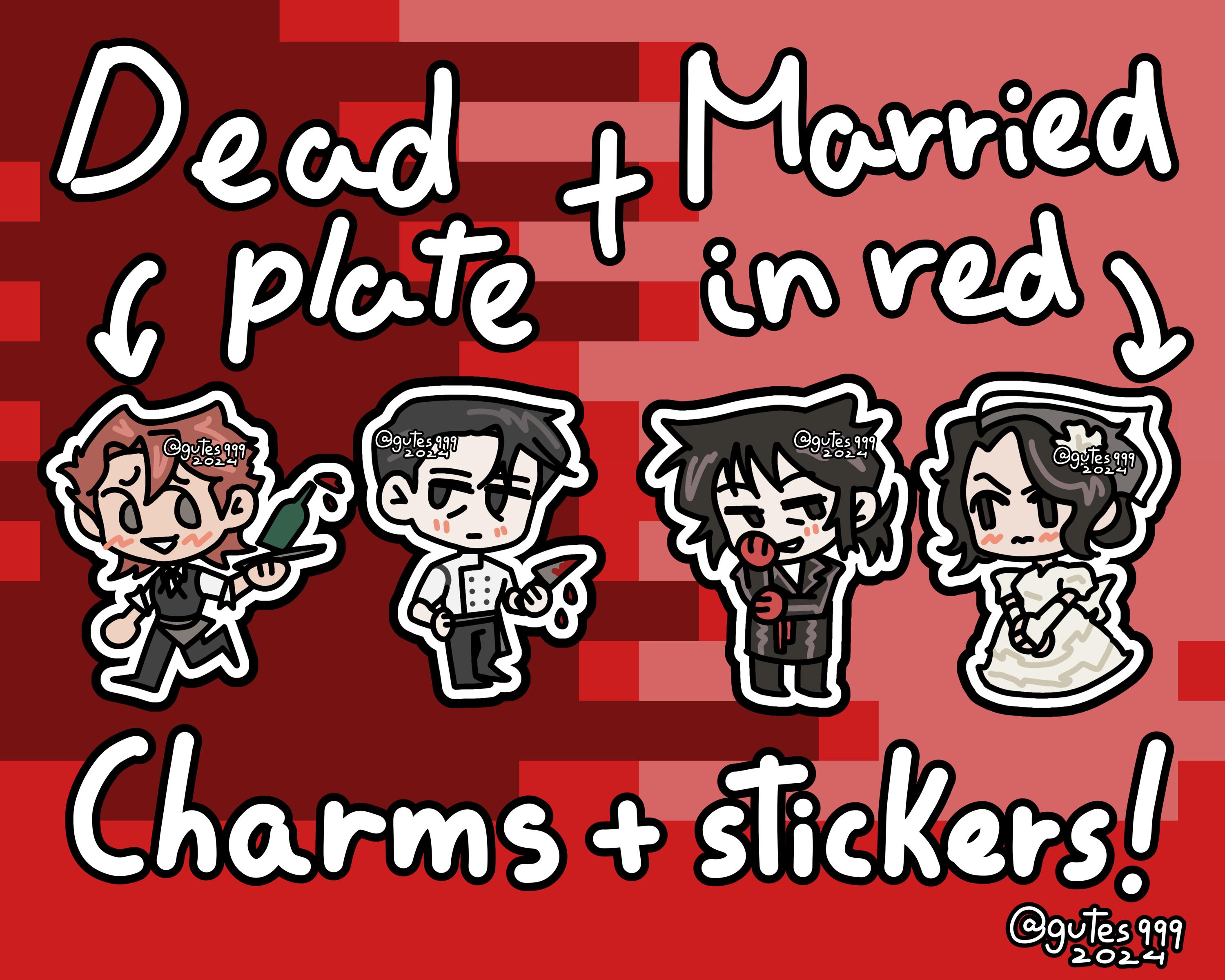 Dead Plate and Married in Red Keychains + Stickers, Vincent, Rody
