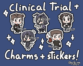 Clinical Trial keychains + stickers, Lee, Angel, Adri