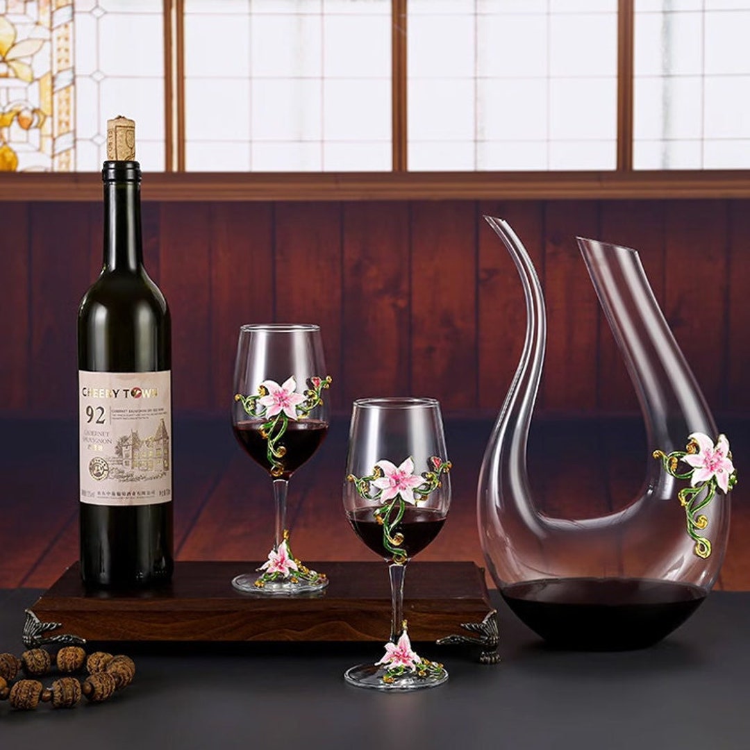 Embossed Wine Glasses Handpainted Wine Glasses Colorful Etsy