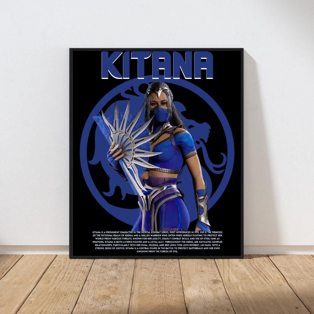 KITANA From Mortal Kombat, Video Game Wall Art, Mortal Kombat Lovers ...