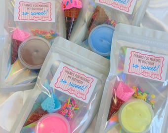 Personalized Ice Cream Party Favors Kids Birthday Goodie Bags Craft Dough Activity Kit Non Candy Favor Ice Cream Birthday Gift for Kids Idea