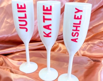 Personalized Champagne Flute Bridesmaid Custom Proposal Gift Bridal Party Cup Wedding Weekend Favor Girls Trip Drinkware I Do Crew Cup Bride