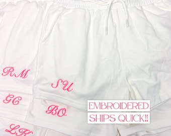 Personalized Embroidered Shorts Custom Initial Shorts Monogram Lounge Shorts Womens Pajama Shorts Bridesmaid Gift Bridal Party Lounge Shorts