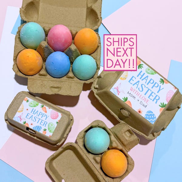 Set di gessetti per uova di Pasqua, non dolci, riempitivi per cestini pasquali, bomboniere per feste di Pasqua per bambini, bomboniere in sacchi di gessetti per uova di Pasqua, set di gessetti per esterni a forma di uovo color pastello