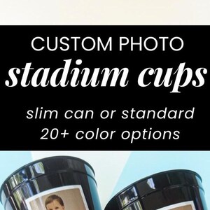 bulk custom stadium cups personalized party cups for large events graduation party favors birthday party cups reusable plastic drinkware custom picture cups custom reusable party cups with photo being used at birthday party and graduation celebration personalized plastic cups bulk event drinkware favors custom photo party cups flat lay personalized stadium cups for graduation birthday party favors reusable plastic cups custom picture drinkware bulk