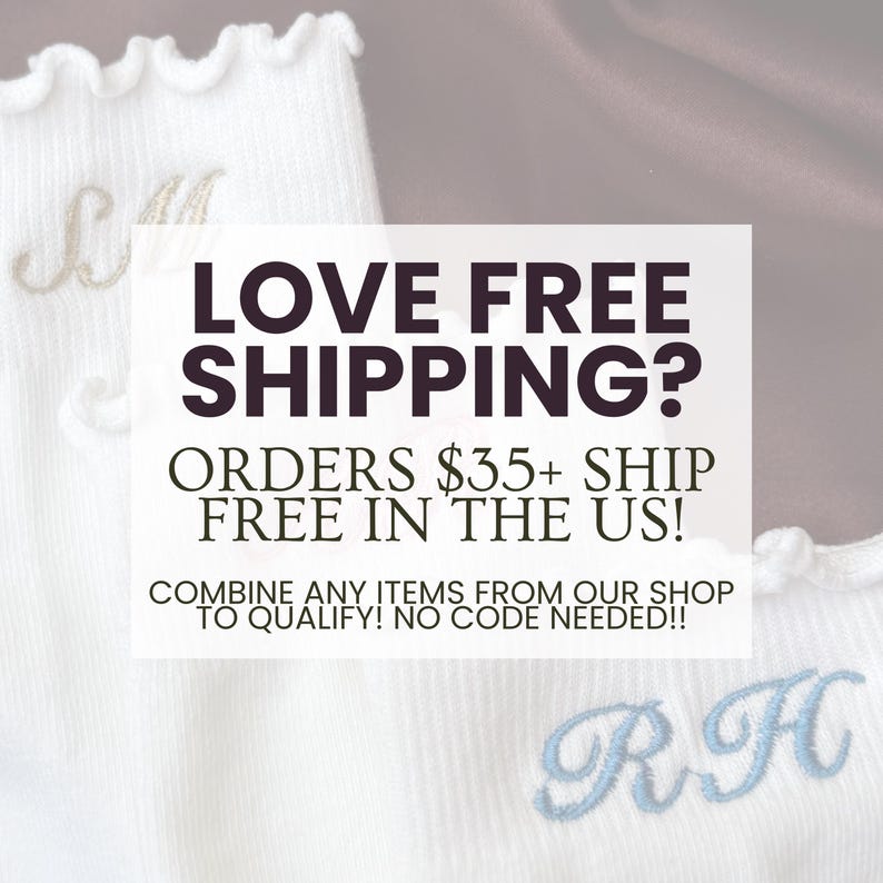 Custom monogram ruffle socks photographed on elegant satin fabric featuring soft white ribbed pilates socks embroidered with pastel initials perfect for yoga class outfits barre workouts pilates princess aesthetic and cozy clean girl fashion with feminine boutique inspired details ideal for bridesmaid proposal boxes bachelorette welcome bags birthday gifts matching friend accessories Christmas stocking stuffers and personalized embroidered gifts for women and teens