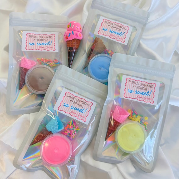 Personalized Ice Cream Party Favors Kids Birthday Goodie Bags Craft Dough Activity Kit Non Candy Favor Ice Cream Birthday Gift for Kids Idea