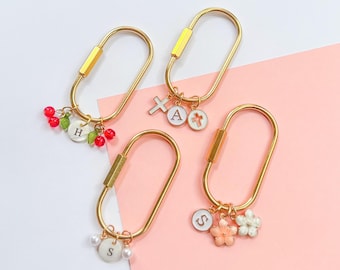 Monogram Purse Charm: Elegant Carabiner Keychain with Christian Charms Mother’s Day Gift Idea Gift For Her