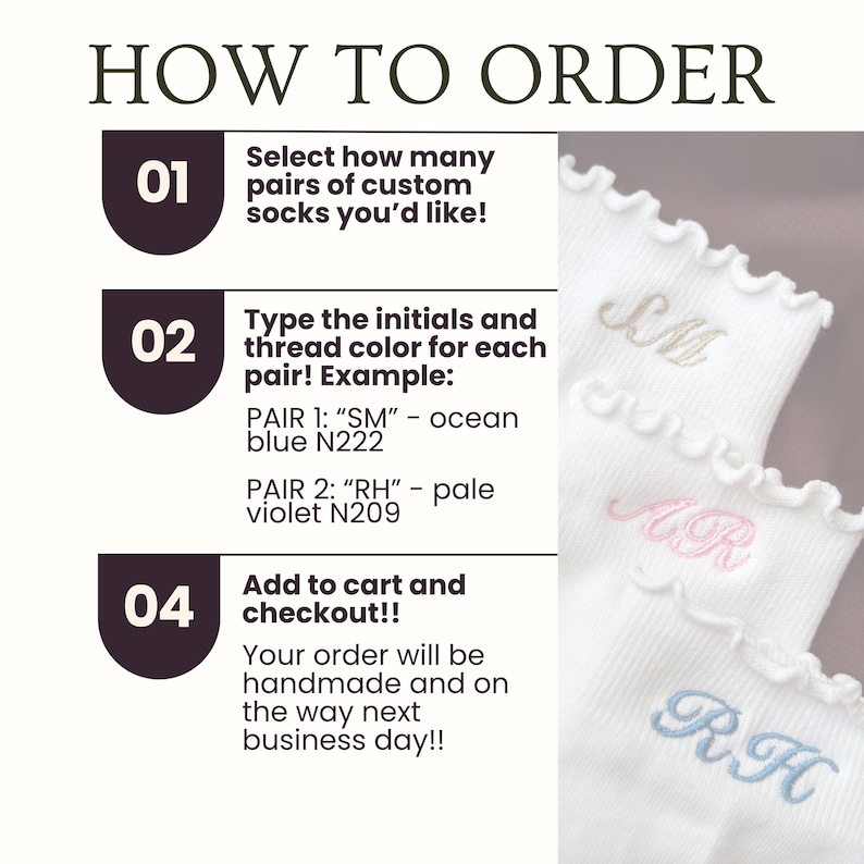 Elegant personalized monogram socks displayed on silky brown satin featuring embroidered initials on white ribbed ruffle socks perfect for pilates workouts barre classes yoga sessions lounging at home and gifting occasions including bridesmaid proposals bachelorette party gift bags birthdays Christmas stockings and matching girls trip accessories with soft neutral aesthetic styling trendy feminine embroidery and boutique inspired clean girl fashion details loved by women and teens