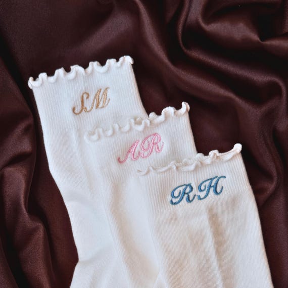 Personalized Embroidered Pilates Socks Custom Initial Socks Embroidered Grip Socks Bridesmaid Gift Yoga Barre Socks Pink Pilates Gift