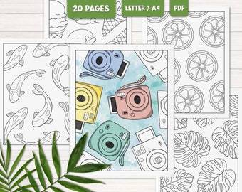 Motifs à colorier, pages à colorier imprimables pour adultes, livre de coloriage simple, feuilles à colorier pour adultes, coloriage facile, téléchargement numérique