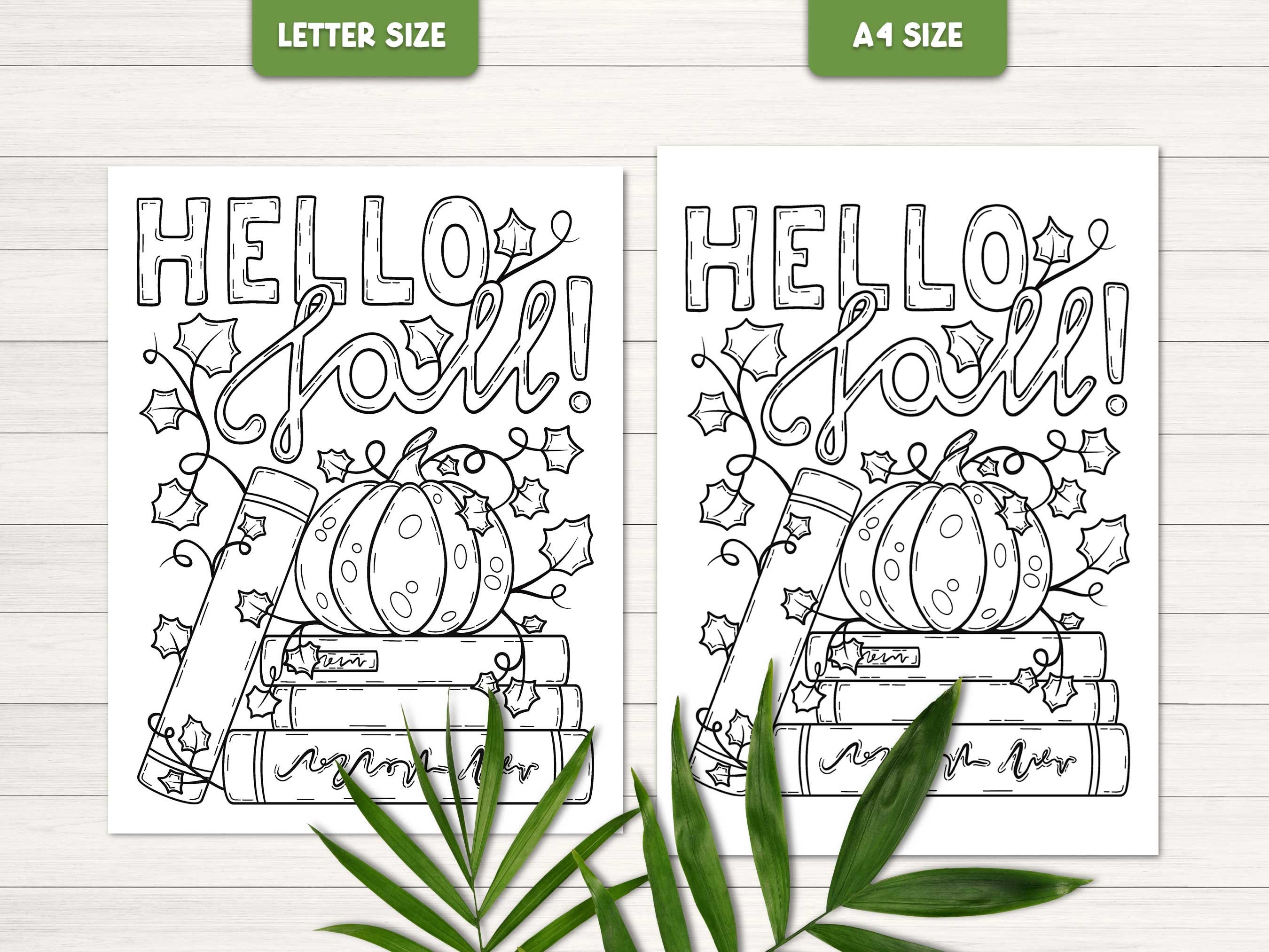 Fall Coloring Pages for Adults, Autumn Coloring Book, Pumpkin Coloring