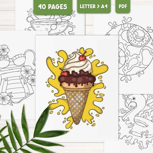 Summer coloring pages for adults, Printable coloring book, Beach coloring sheets for teens, Holiday coloring pages, Digital download PDF