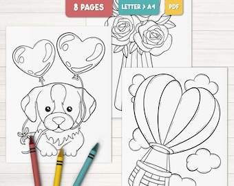 Dibujos para colorear de San Valentín para niños y adultos, dibujos imprimibles de San Valentín, dibujos de amor, actividades para el aula de San Valentín