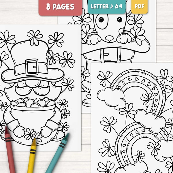 St. Patrick's day coloring pages, Printable coloring pages for kids, St. Patrick's day activity sheets, St. Patrick's day party favors