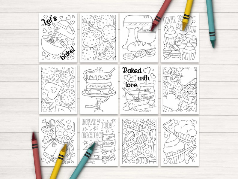 Baking Coloring Pages for Kids, Food Coloring Page Printable, Sweets ...