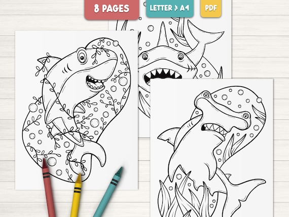 Shark coloring pages, Sea animal coloring pages for kids, Ocean coloring book, Coloring pages for adults printable, Summer coloring pages