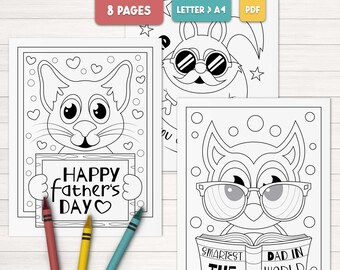 Glad fars dag målarbilder för barn att skriva ut, Fars dag aktivitetsblad för förskola, Fars dag present från barn att ladda ner